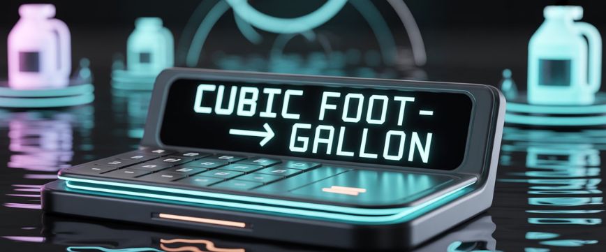 Cubic Foot to Gallon Unit conversion converter formula table Online 
